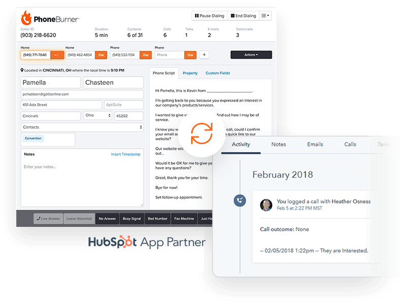 PhoneBurner and Hubspot integration illustration