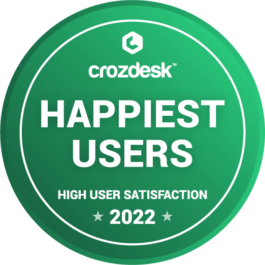 Crozdesk happiest users 2022 award.