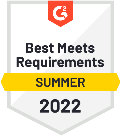 G2 winner of Summer 2022's best meets requirements award.