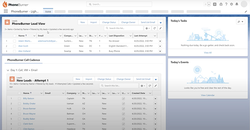Salesforce home dashboard